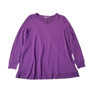 Soft Surroundings Women's Purple Long Sleeve Tunic Top With Pockets Petite Large
